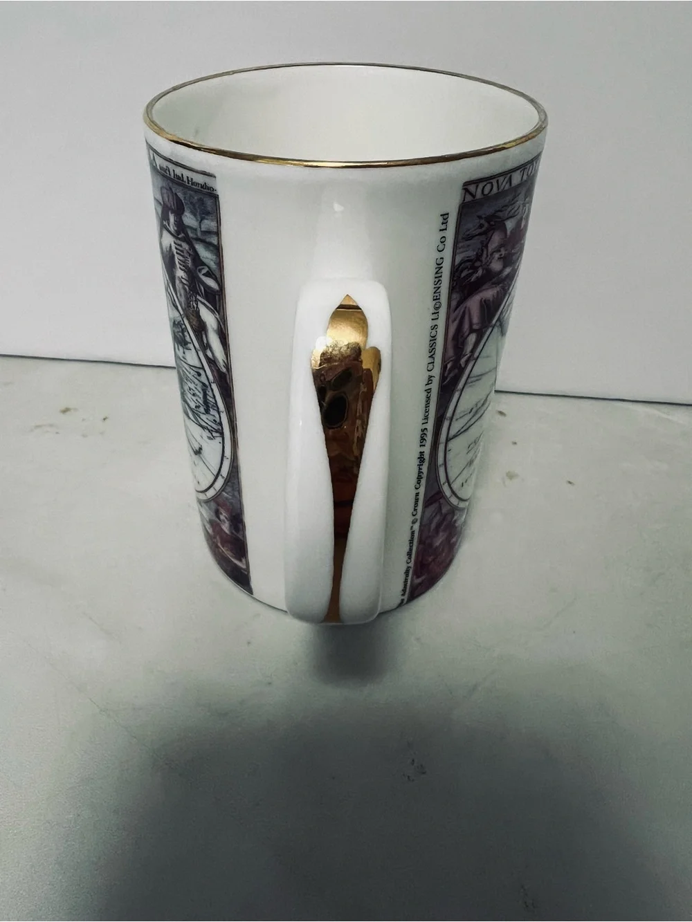 BLAEU Mercator World Map Mug English Fine Bone China VTG Gold Gilt 9 Ounces